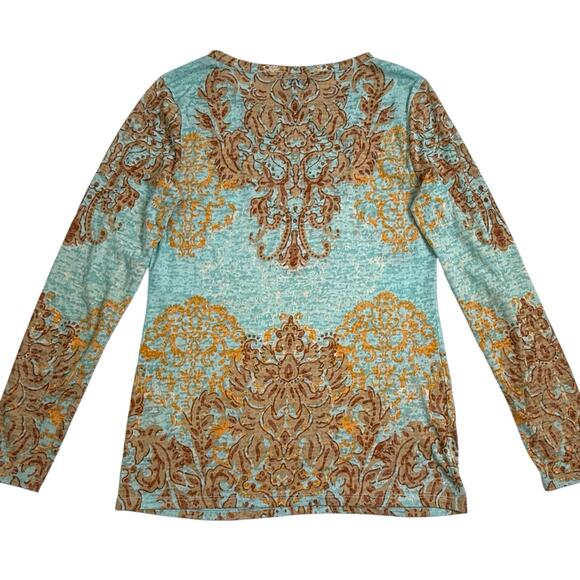 Vtg Y2k INC Burnout Sheer Top S Aqua Baroque Whimsigoth Fairy Going Out Festival - Picture 3 of 9